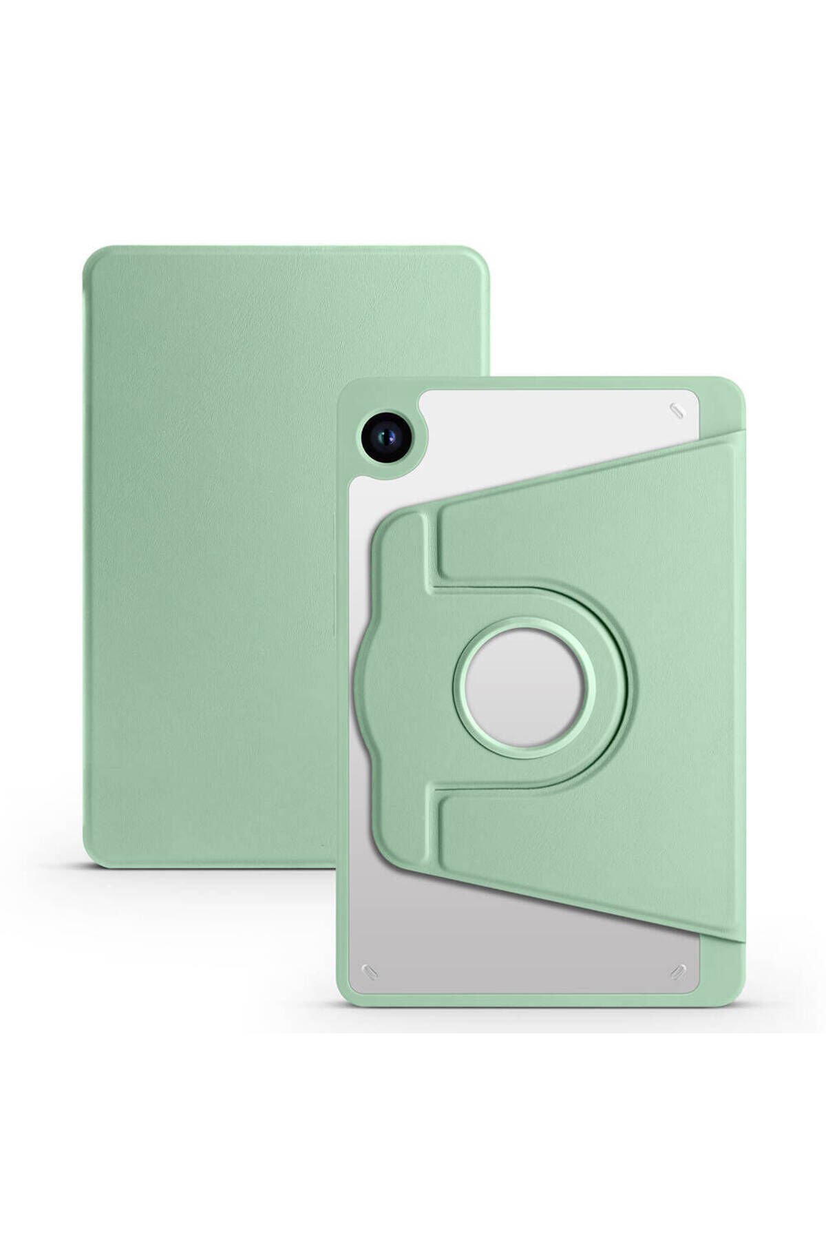 Galaxy Tab A9 Kılıf Uyumlu BSAY Termik Kalem Bölmeli Dönebilen Standlı Kılıf-Pembe Açık Yeşil