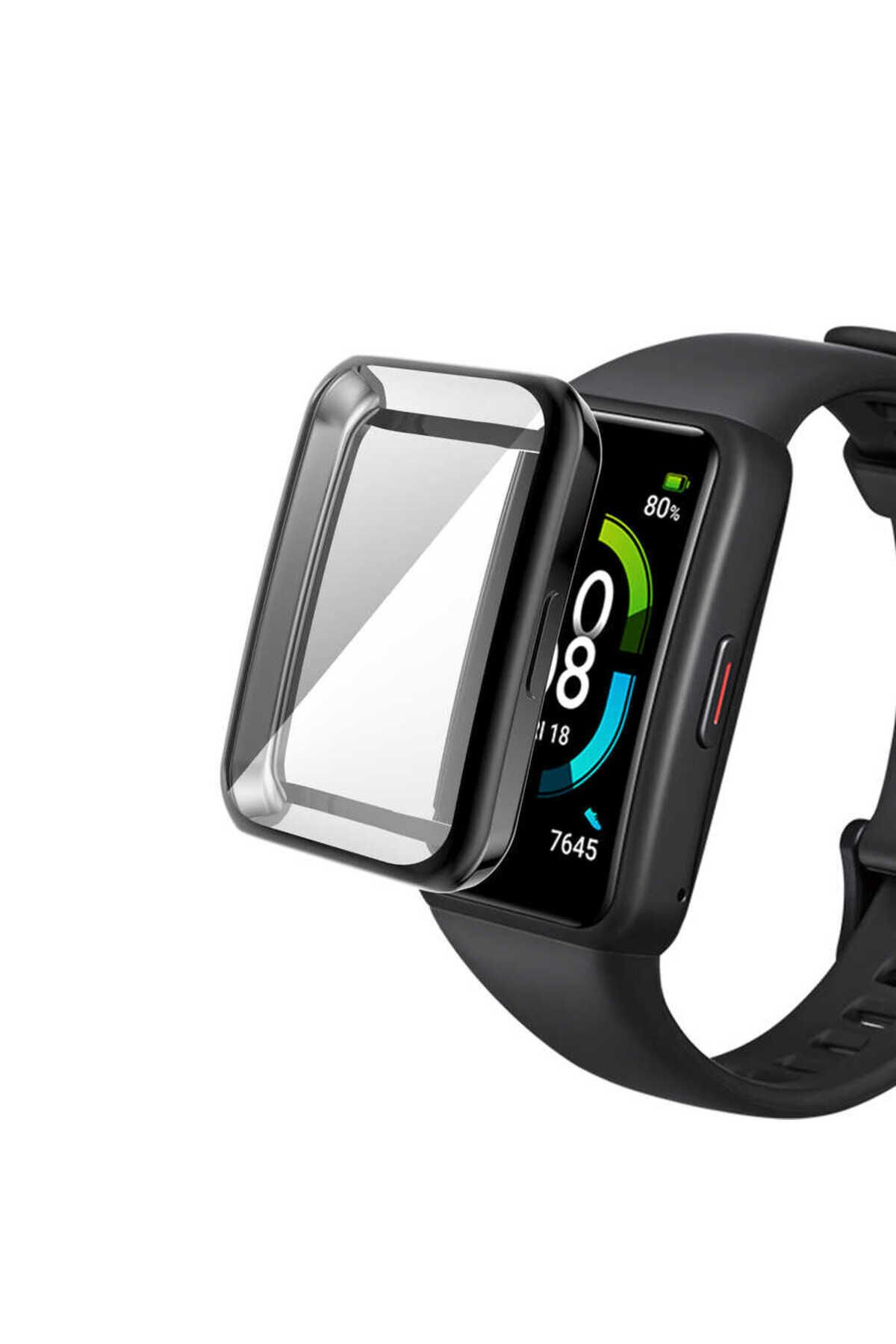 Huawei Band 6 BSAY Watch Gard 09 Koruyucu Silikon - Renksiz Siyah