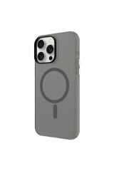 iPhone 15 Pro Max Uyumlu BSAY Magsafe Şarj Özellikli Buzlu Transparan C-Pro Sert Kılıf-Derin M Renksiz