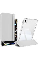 iPad Pro 13 2024 Kılıf Magnetik Ayrılabilen Airbagli BSAY Sliding Tablet Kılıfı - Gri Gri