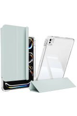 iPad Pro 13 2024 Kılıf Magnetik Ayrılabilen Airbagli BSAY Sliding Tablet Kılıfı - Gri Gri