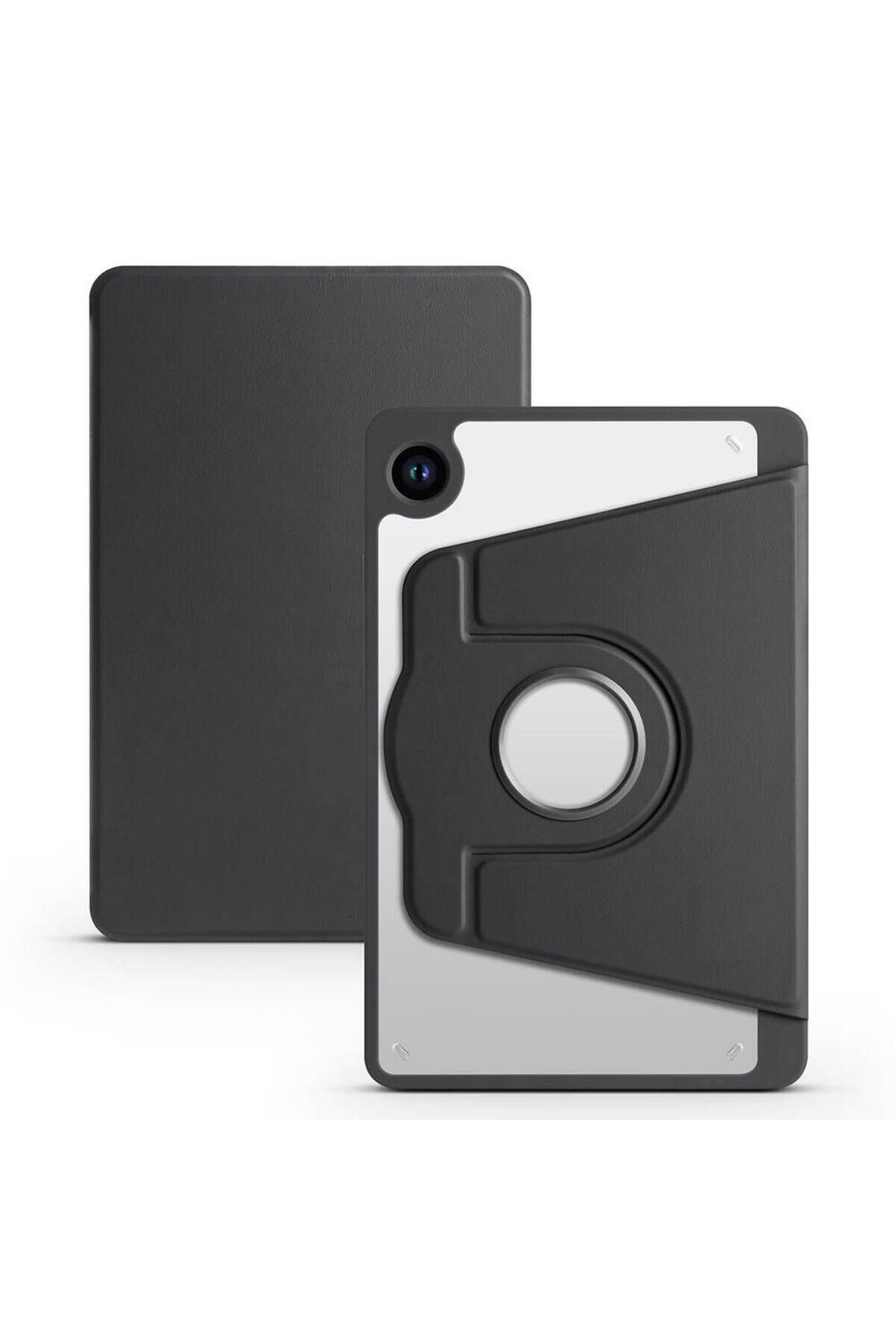 Galaxy Tab A9 Kılıf Uyumlu BSAY Termik Kalem Bölmeli Dönebilen Standlı Kılıf-Pembe Siyah