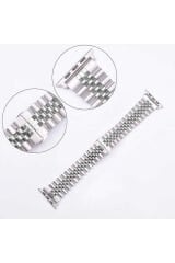 Watch 42mm Uyumlu KRD-36 Metal BSAY Kordon-Gümüş-Siyah Siyah