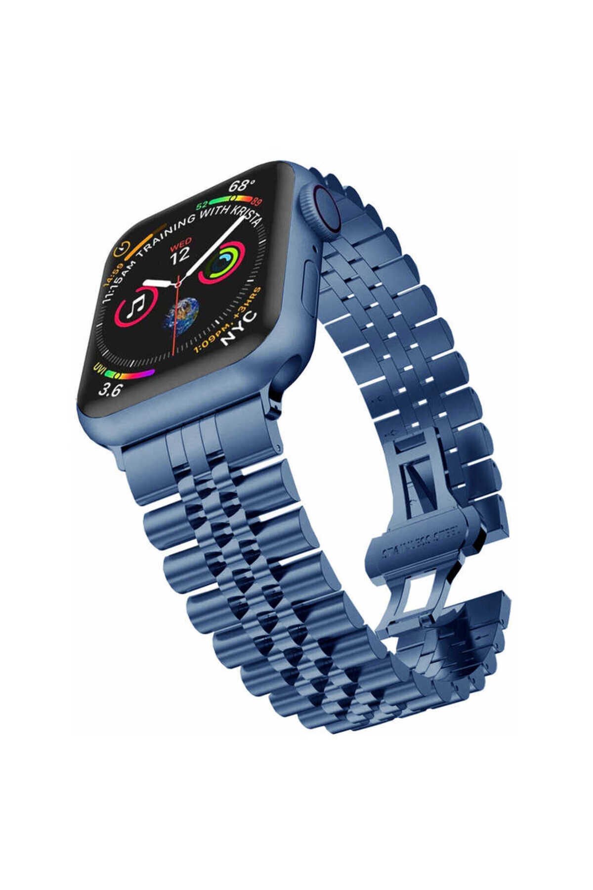 Watch 42mm Uyumlu KRD-36 Metal BSAY Kordon-Gümüş-Siyah Gümüş