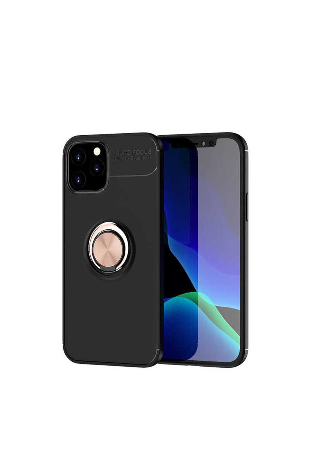 iPhone 12 Pro Max Uyumlu BSAY Ravel Silikon Kılıf-Siyah-Rose Gold