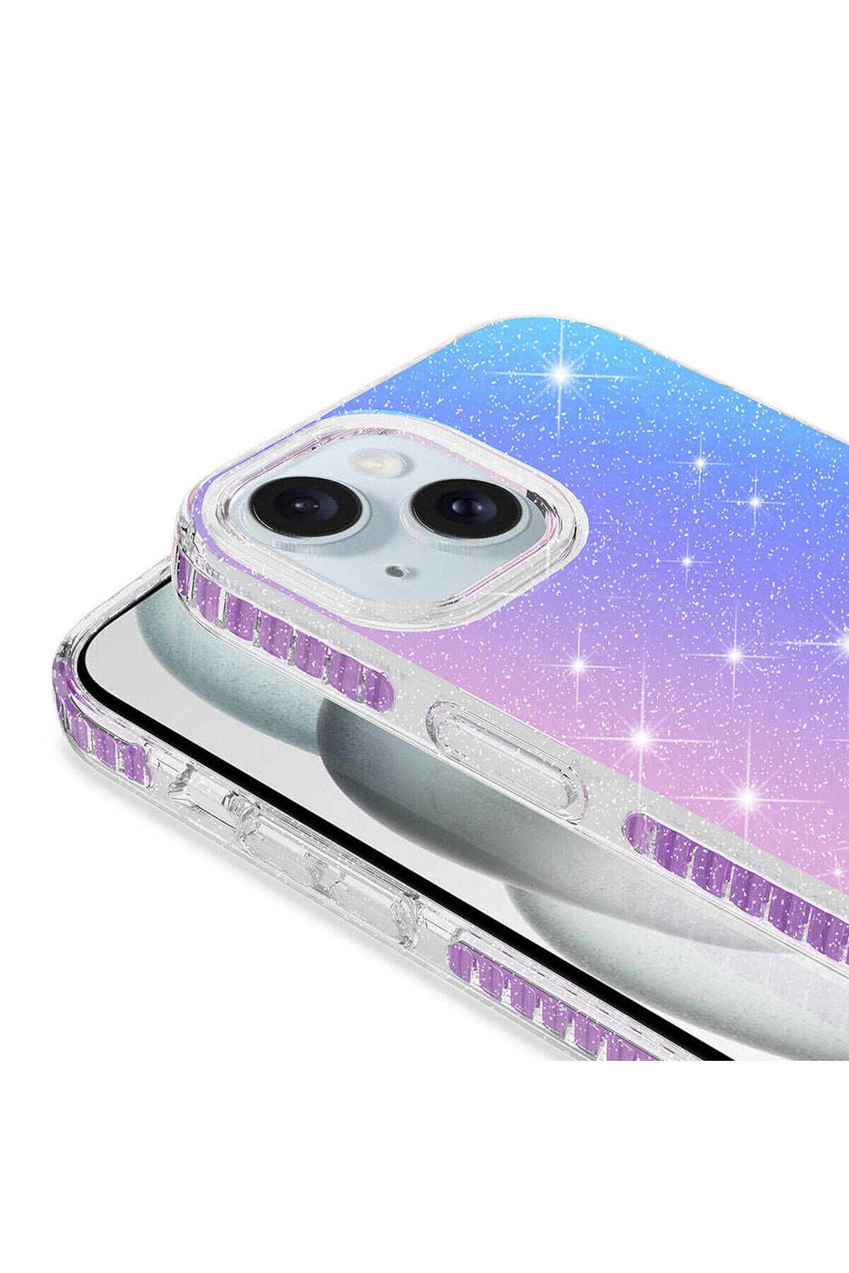 iPhone 15 Uyumlu Parlak Renk Geçişli BSAY Velle Kılıf-Pembe Pembe Koyu