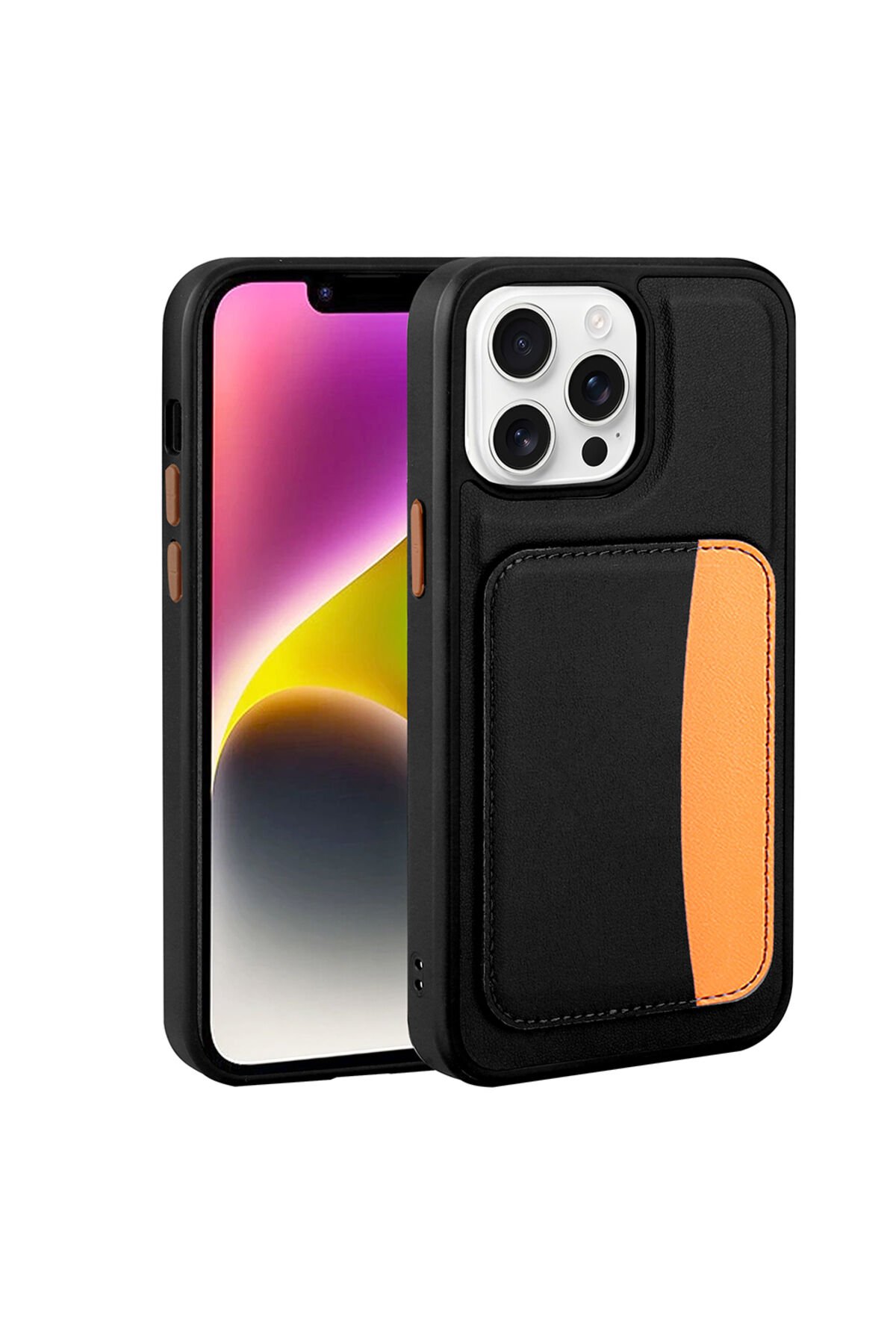 iPhone 16 Pro Kılıf Kartlıklı BSAY X-Kart Silikon Kapak - Lacivert Siyah
