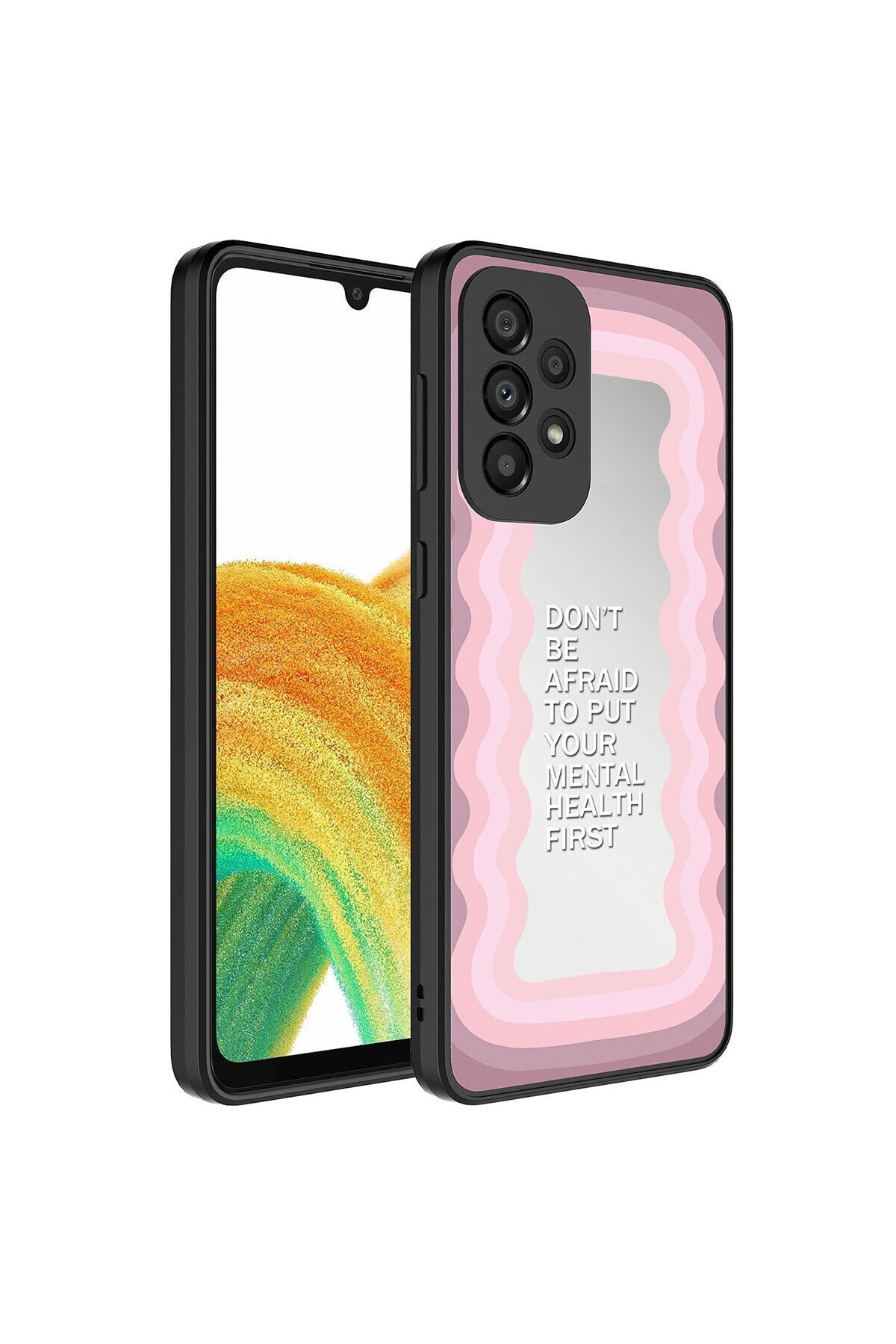 Galaxy A52 Kılıf Aynalı Desenli Kamera Korumalı Parlak BSAY Mirror Kapak - Ayna Ayna