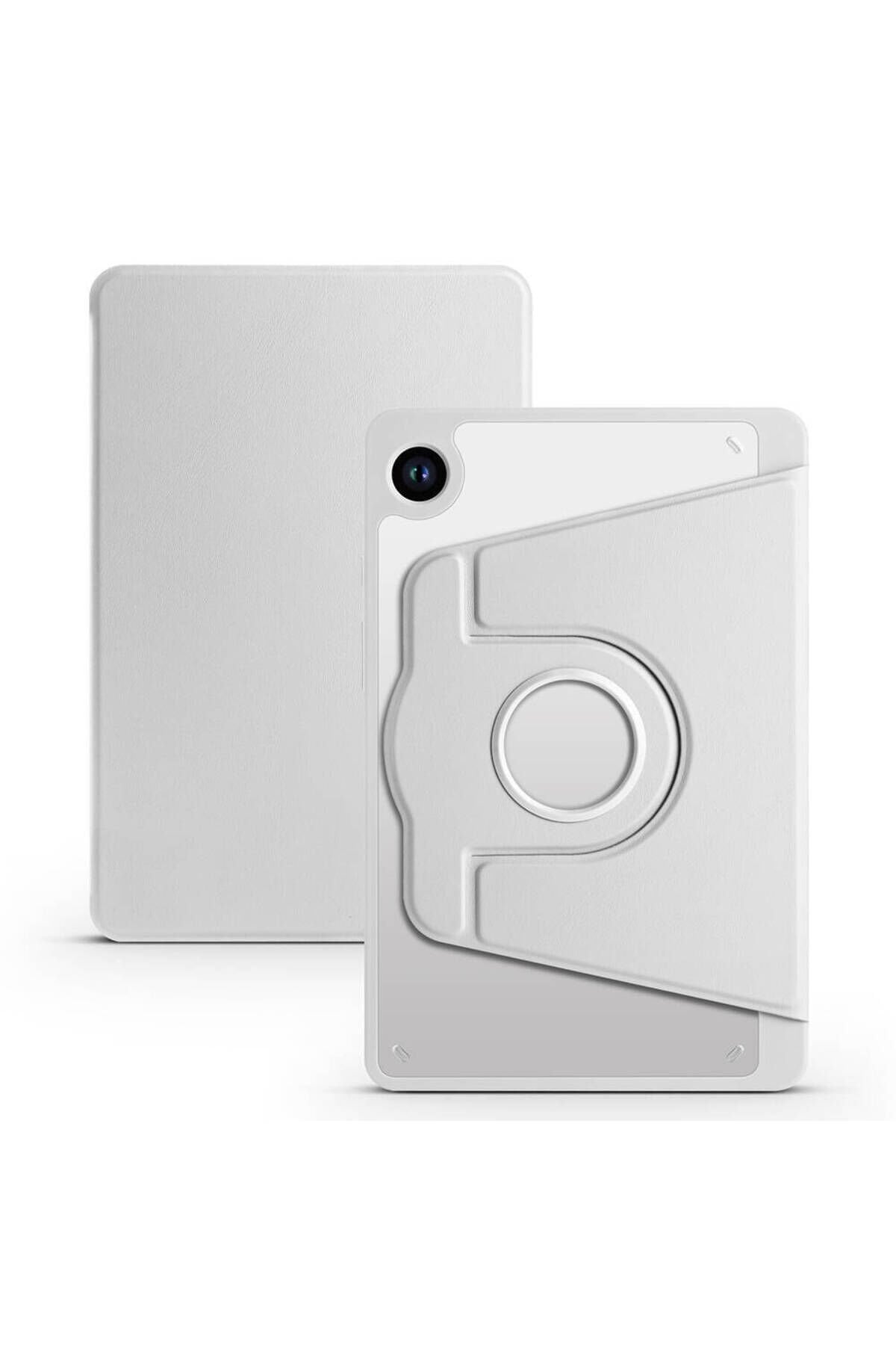 Galaxy Tab A9 Kılıf Uyumlu BSAY Termik Kalem Bölmeli Dönebilen Standlı Kılıf-Pembe Gri