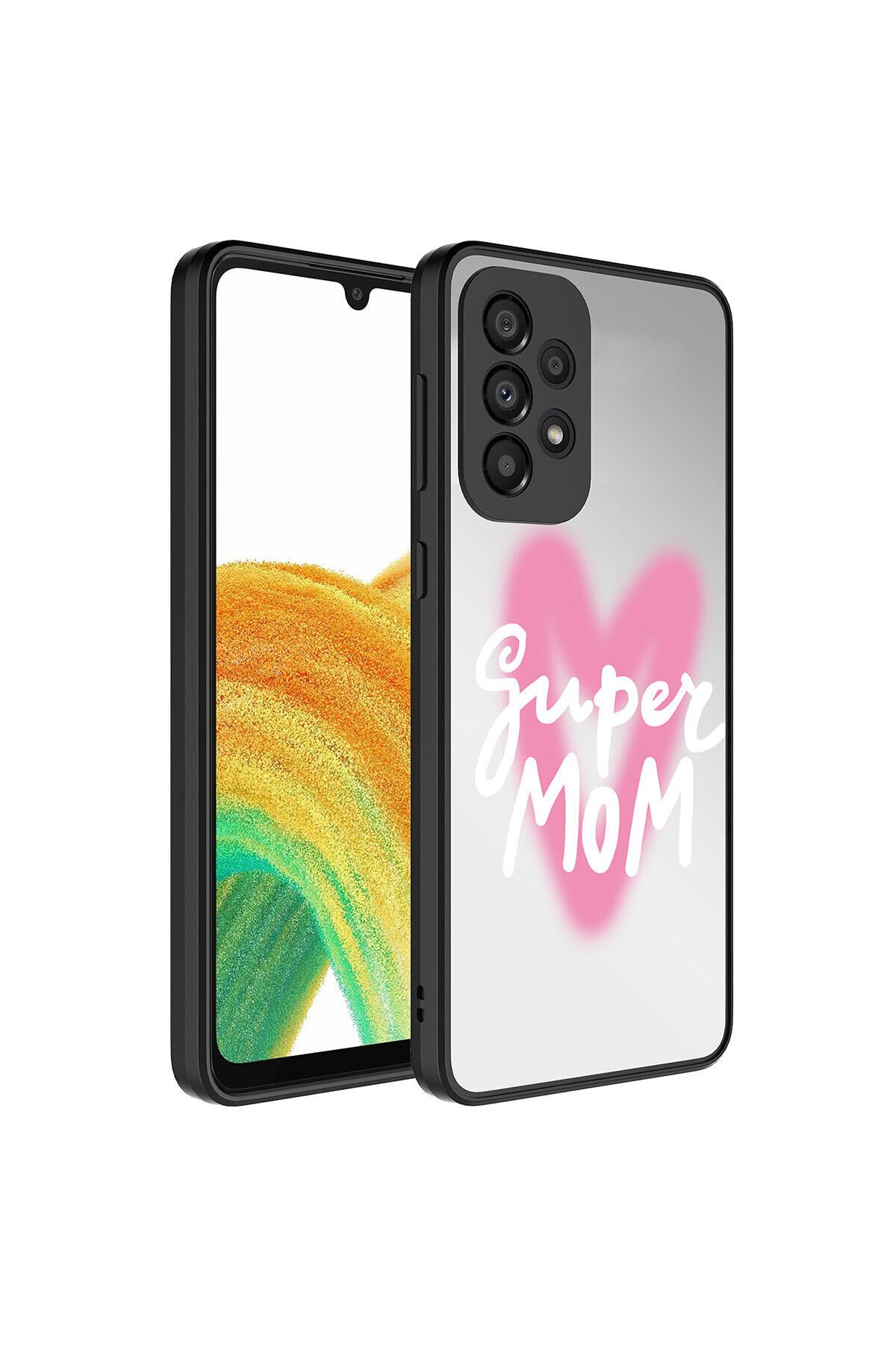 Galaxy A52 Kılıf Aynalı Desenli Kamera Korumalı Parlak BSAY Mirror Kapak - Ayna Süper Anne