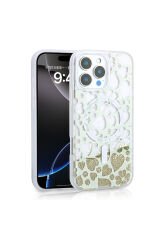 iPhone 15 Pro Max Kılıf Sıvılı Simli Baskılı Şeffaf Arka Yüzey BSAY Mossa Silikon Kapak - Siyah