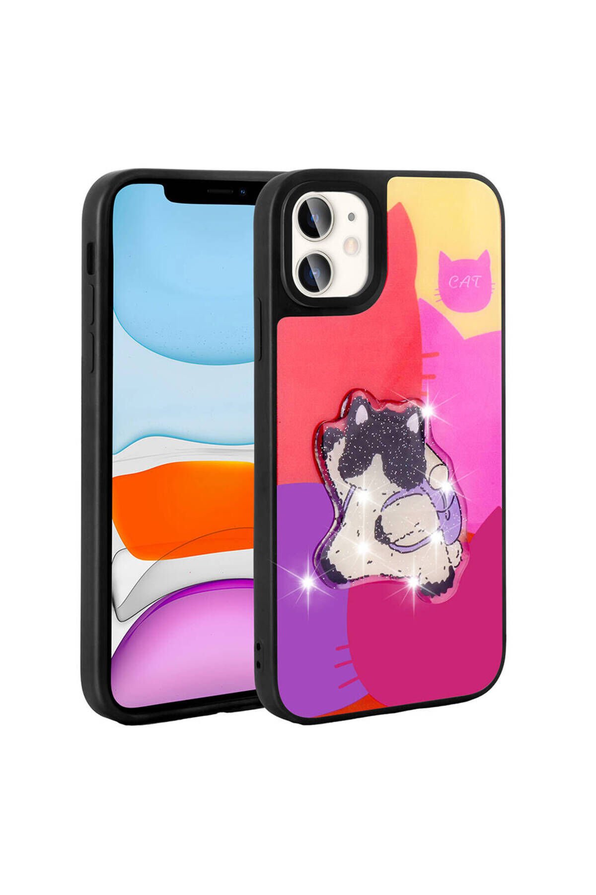 iPhone 11 Kılıf Parlayan Kabartmalı İkonik Figürlü JoieCreatif Amas Silikon Kapak - Mor Mor