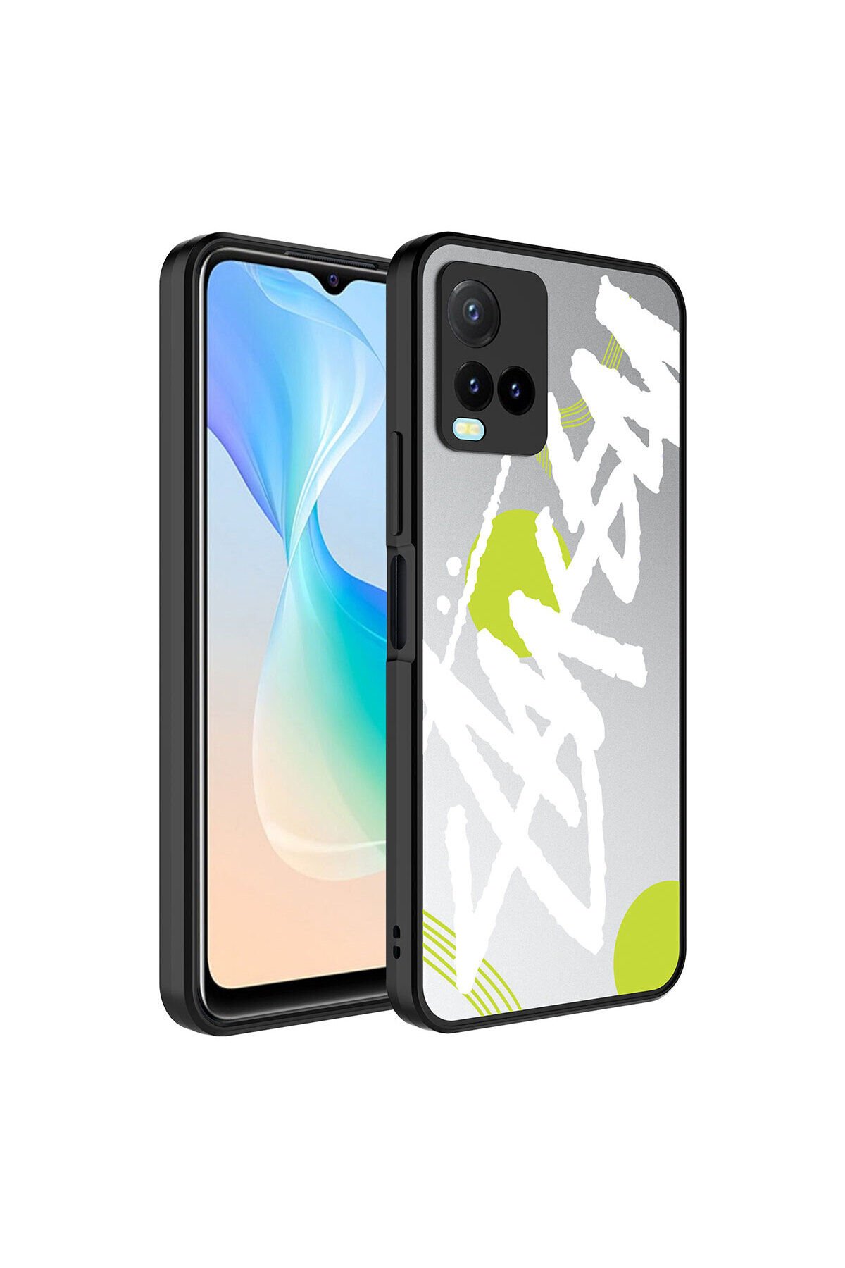Vivo Y21S Kılıf Aynalı Desenli Kamera Korumalı Parlak BSAY Mirror Kapak - Yazı Yazı