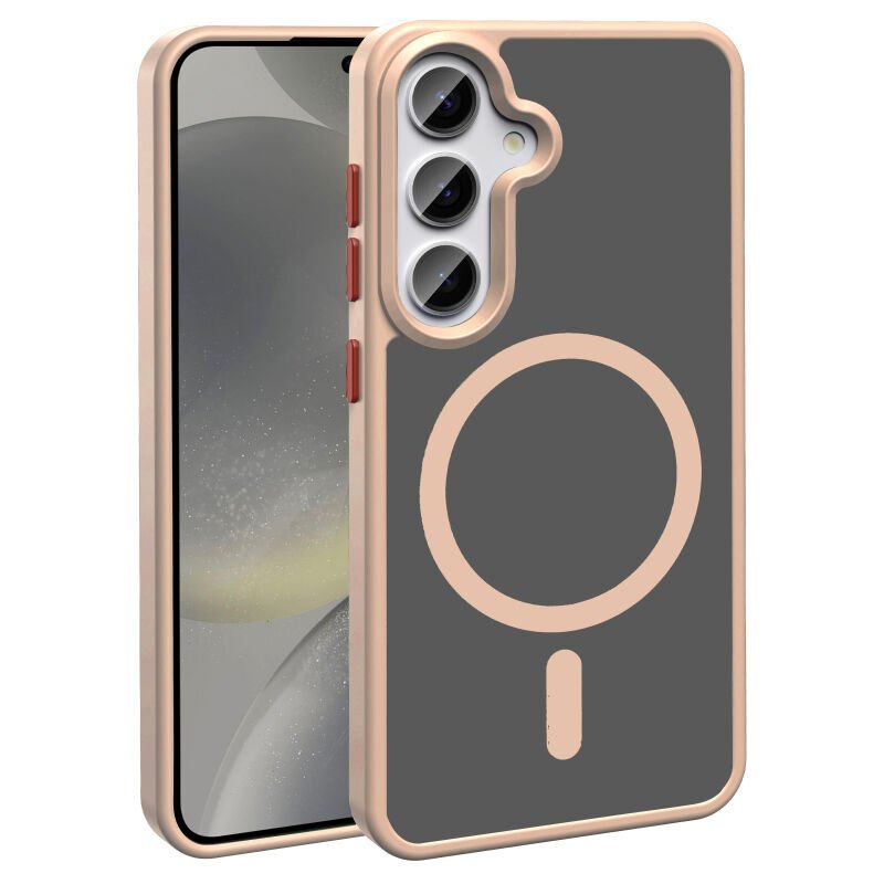 Galaxy S25 Kılıf M-safe Şarj Özellikli Mat Arka Yüzey Zore Sio Kılıf Rose Gold