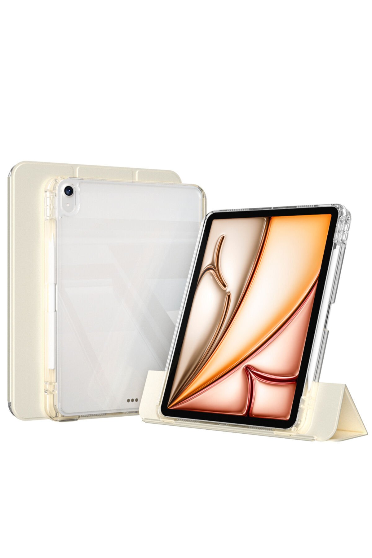 iPad Air 11 2024 Kılıf Magnetik Ayrılabilen Airbagli BSAY Sliding Tablet Kılıfı - Gold Gold