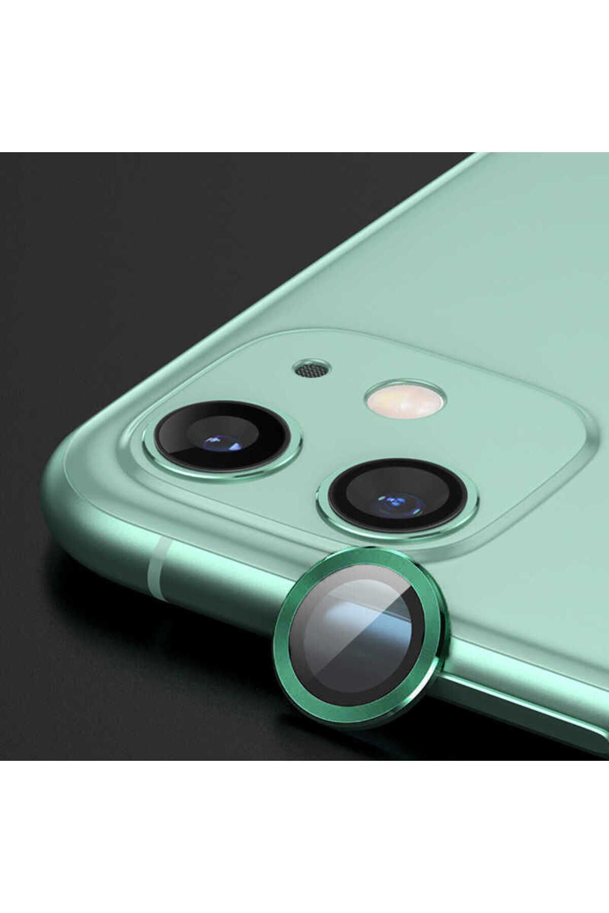 iPhone 12 Uyumlu BSAY CL-02 Kamera Koruyucu-Yeşil