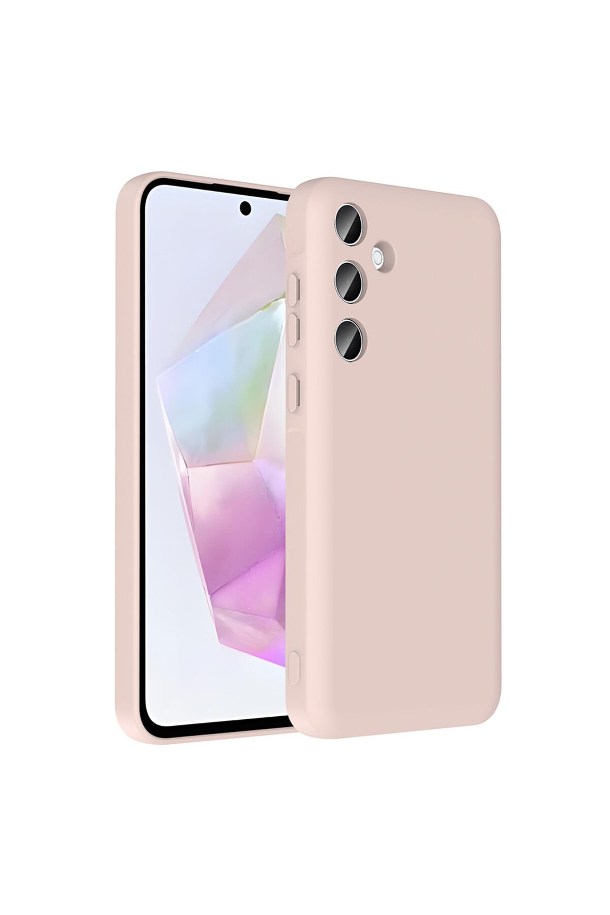 Galaxy A26 Kılıf Kamera Korumalı Kartlık Hazneli BSAY Vitra Kapak - Gri Pembe