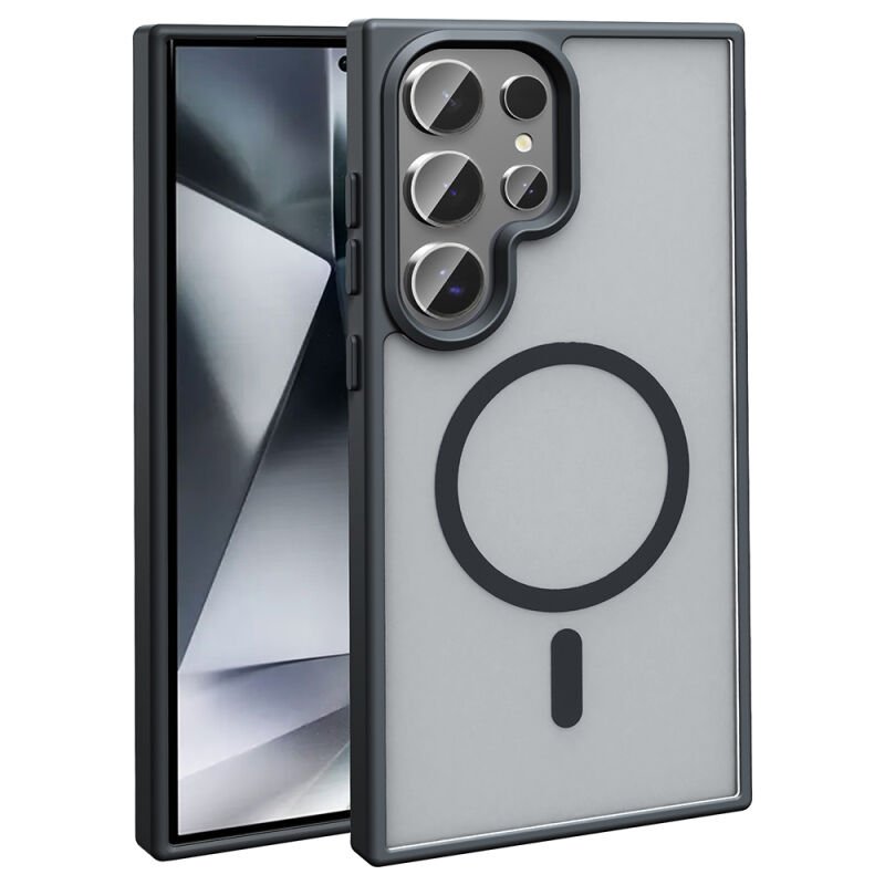 Galaxy S25 Ultra Kılıf M-safe Şarj Özellikli Mat Arka Yüzey Zore Sio Kılıf Siyah