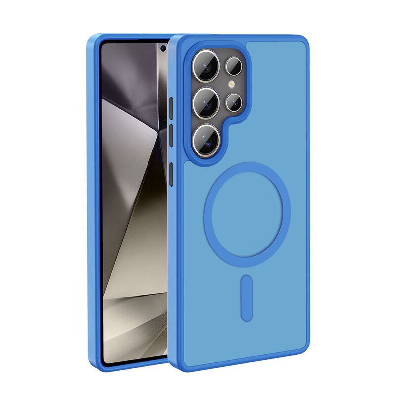 Galaxy S25 Ultra Kılıf M-safe Şarj Özellikli Mat Arka Yüzey Zore Sio Kılıf Mavi