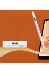 Zore Pencil 18 Stylus Universal Dijital Led Göstergeli Dokunmatik Tablet Kalemi - Beyaz Beyaz