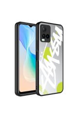 Vivo Y33S Kılıf Aynalı Desenli Kamera Korumalı Parlak BSAY Mirror Kapak - Kalp Yazı