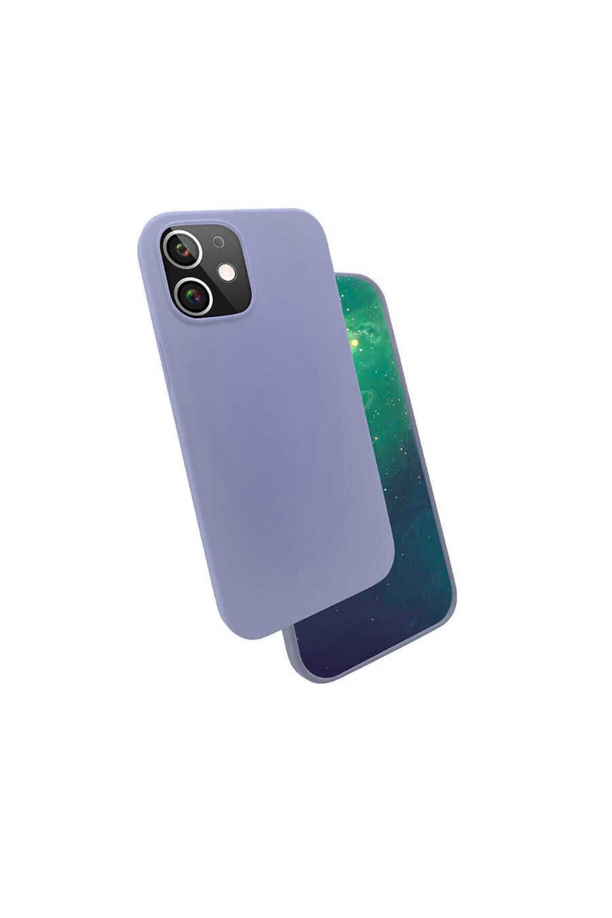 iPhone 12 Uyumlu BSAY Silk Silikon-Siyah Lila