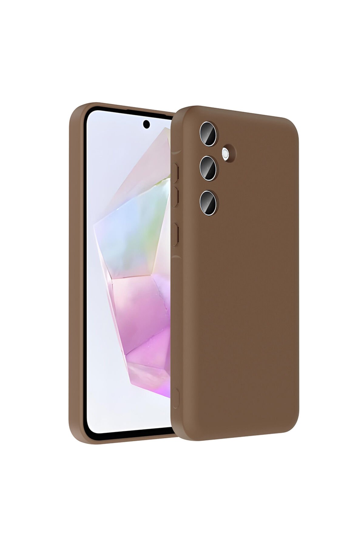 Galaxy A36 Kılıf Kamera Korumalı Kartlık Hazneli BSAY Vitra Kapak - Gri Kahverengi