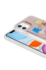 iPhone 11 Uyumlu Kabartma Figürlü Parlak BSAY Minimini Silikon Kılıf-Pembe Pembe