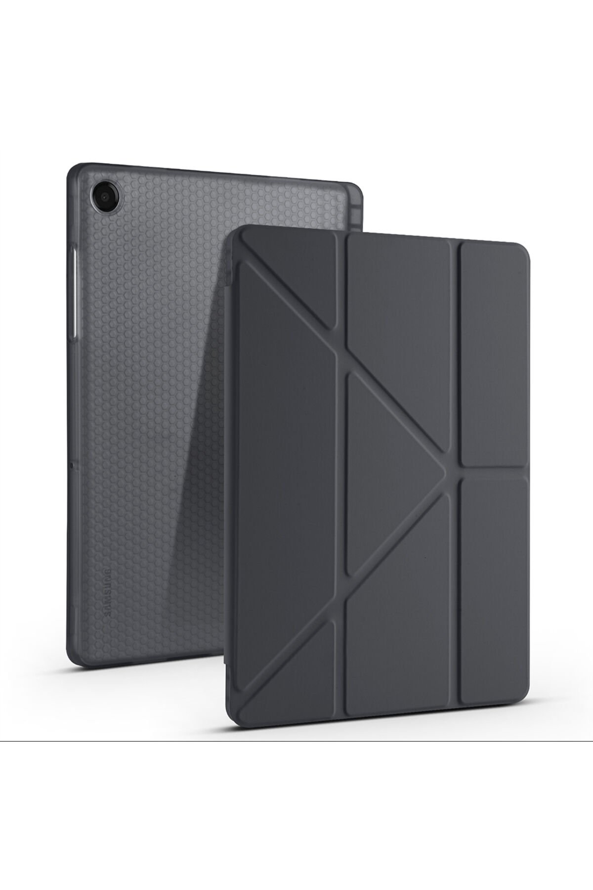 Galaxy Tab A11 Plus Kılıf BSAY Tri Folding Kalem Bölmeli Standlı Kılıf - Siyah Siyah