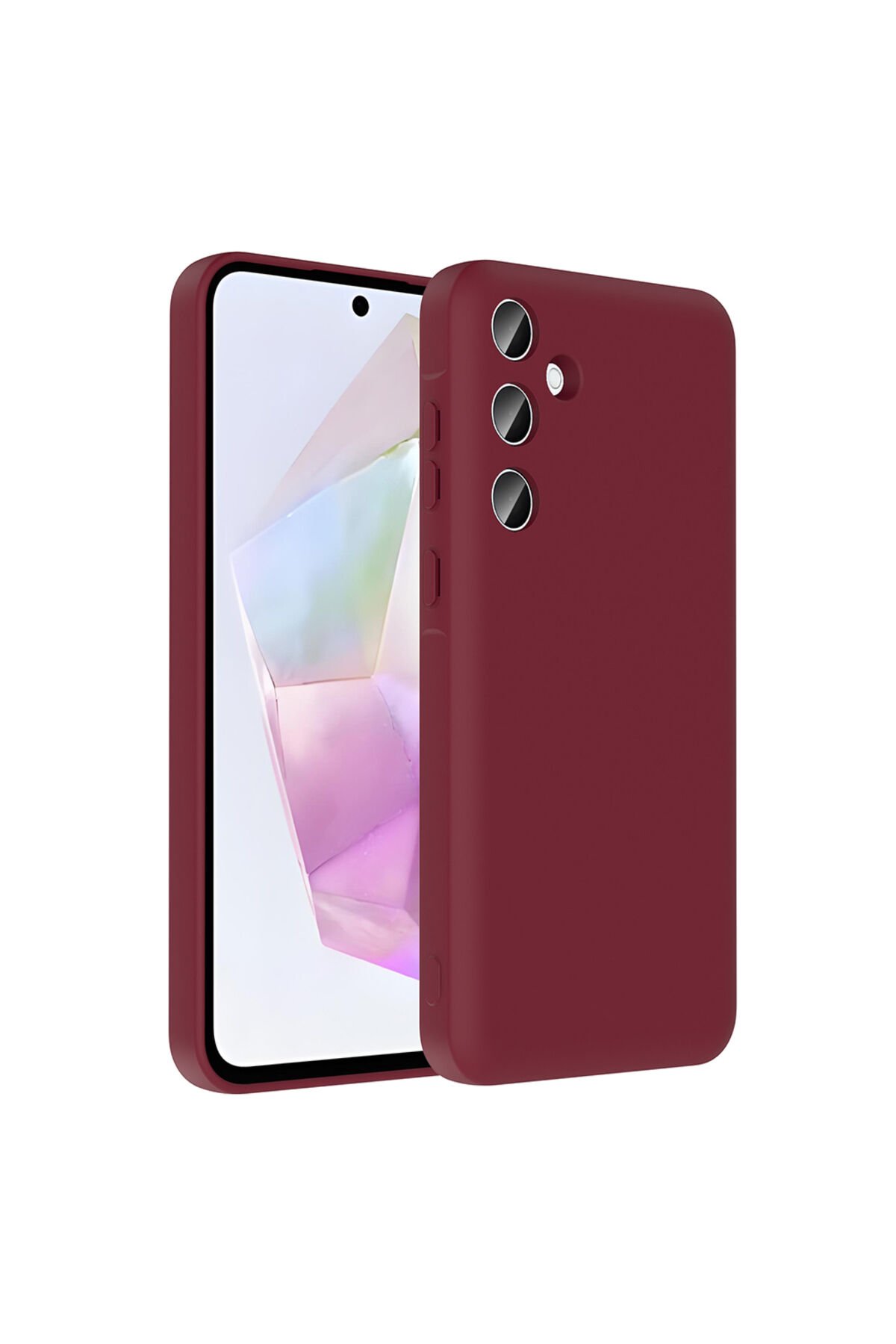 Galaxy A36 Kılıf Kamera Korumalı Kartlık Hazneli BSAY Vitra Kapak - Gri Mürdüm