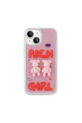 iPhone 13 Uyumlu Kabartma Figürlü Parlak BSAY Minimini Silikon Kılıf-Pembe Pembe