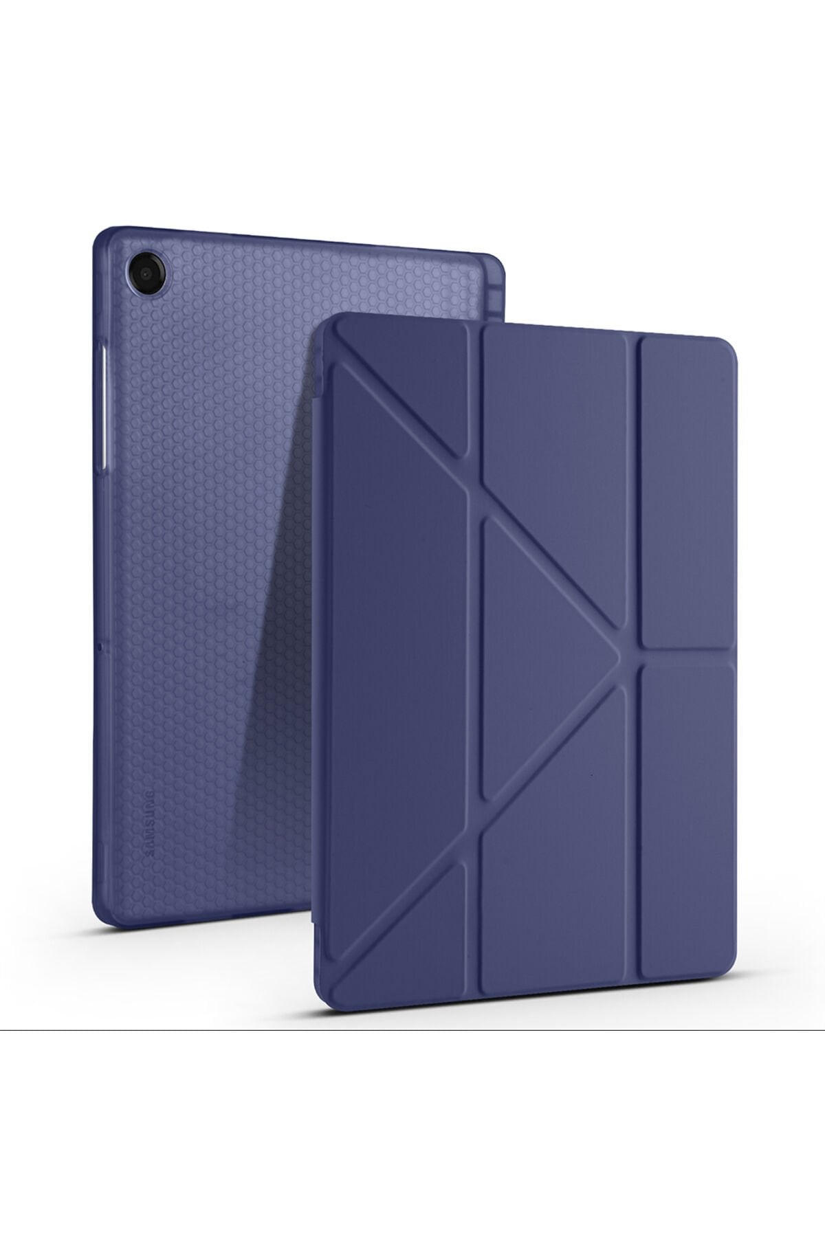 Galaxy Tab A11 Plus Kılıf BSAY Tri Folding Kalem Bölmeli Standlı Kılıf - Siyah Lacivert