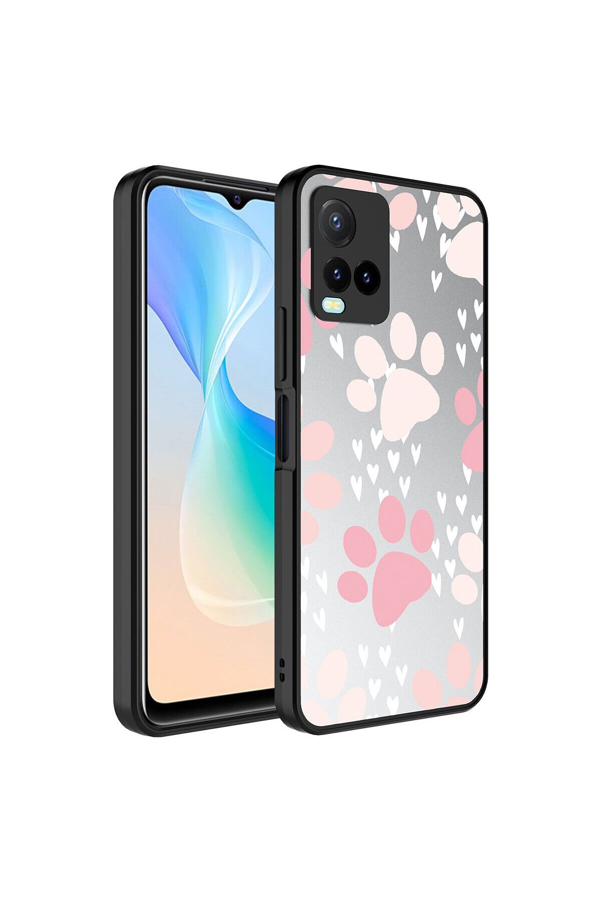 Vivo Y32 Kılıf Aynalı Desenli Kamera Korumalı Parlak BSAY Mirror Kapak - Yazı Kalp