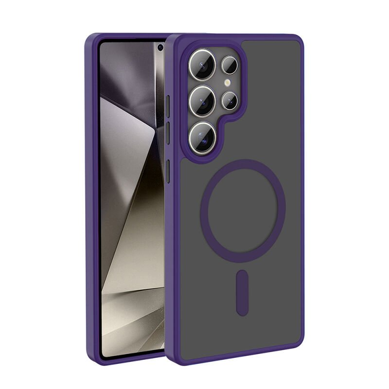 Galaxy S25 Ultra Kılıf M-safe Şarj Özellikli Mat Arka Yüzey Zore Sio Kılıf Mor