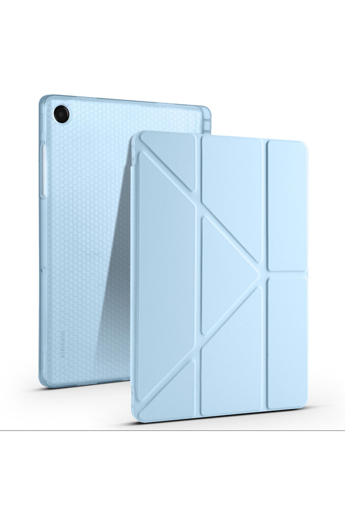 Galaxy Tab A11 Plus Kılıf BSAY Tri Folding Kalem Bölmeli Standlı Kılıf - Siyah Mavi