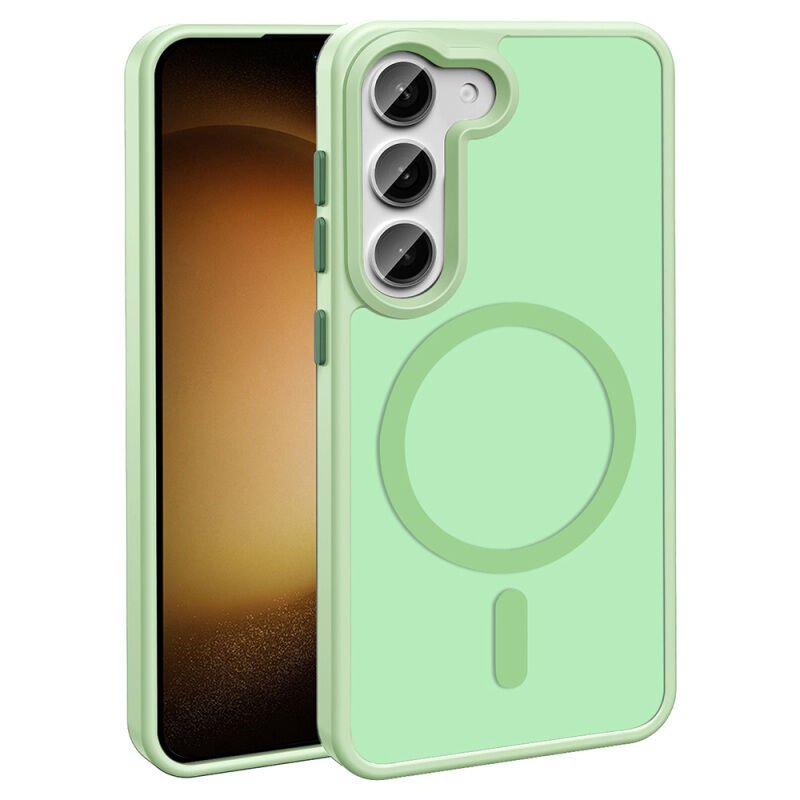 Galaxy S24 FE Kılıf M-safe Şarj Özellikli Mat Arka Yüzey Zore Sio Kılıf Yeşil