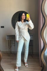 Premium Coton Kumaş Anvelop Gömlek Ekru - S