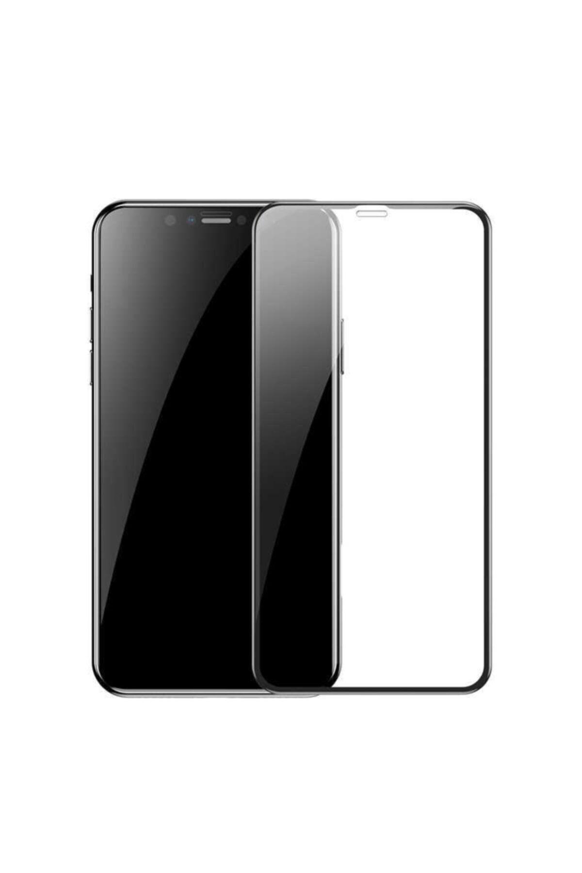 Iphone 11 Pro Max Kenarları Kırılmaya Dayanıklı Cam Ekran Koruyucu Siyah