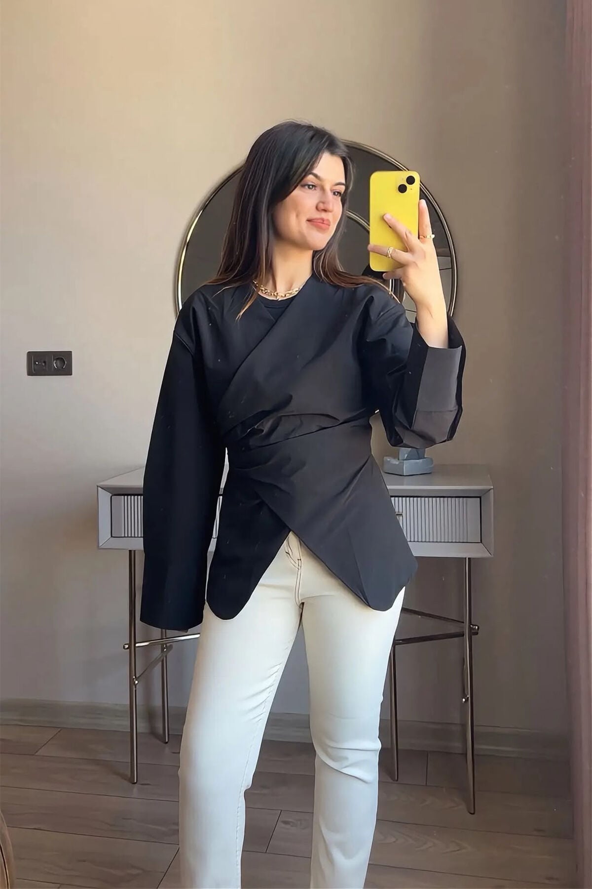 Premium Coton Kumaş Anvelop Gömlek Siyah - L