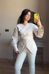 Premium Coton Kumaş Anvelop Gömlek Ekru - L