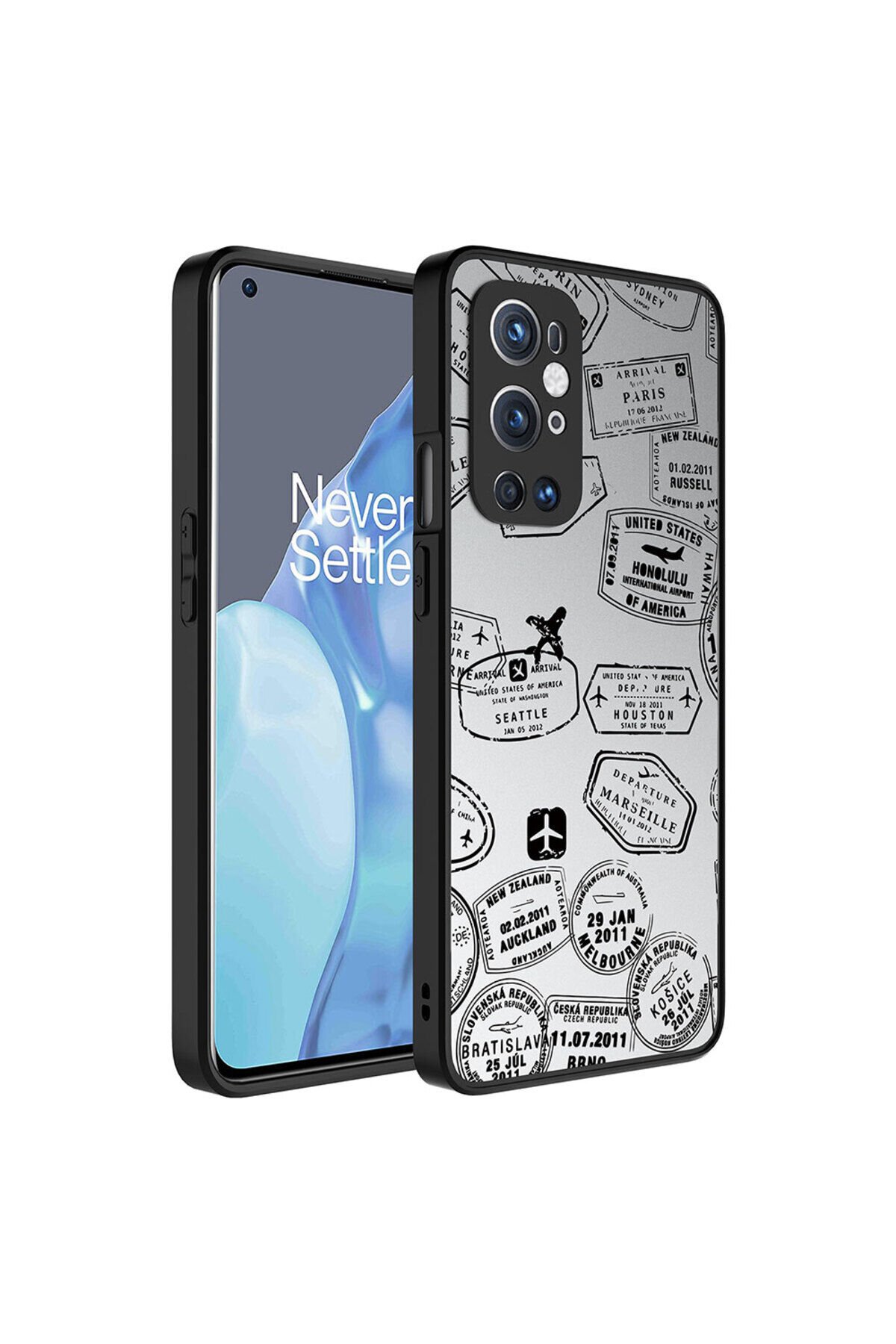 One Plus 9 Pro Kılıf Aynalı Desenli Kamera Korumalı Parlak BSAY Mirror Kapak - Fragile Seyahat