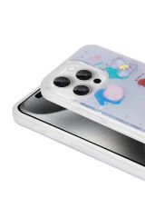 iPhone 15 Pro Uyumlu Kabartma Figürlü Parlak BSAY Minimini Silikon Kılıf-Kırmızı Mor