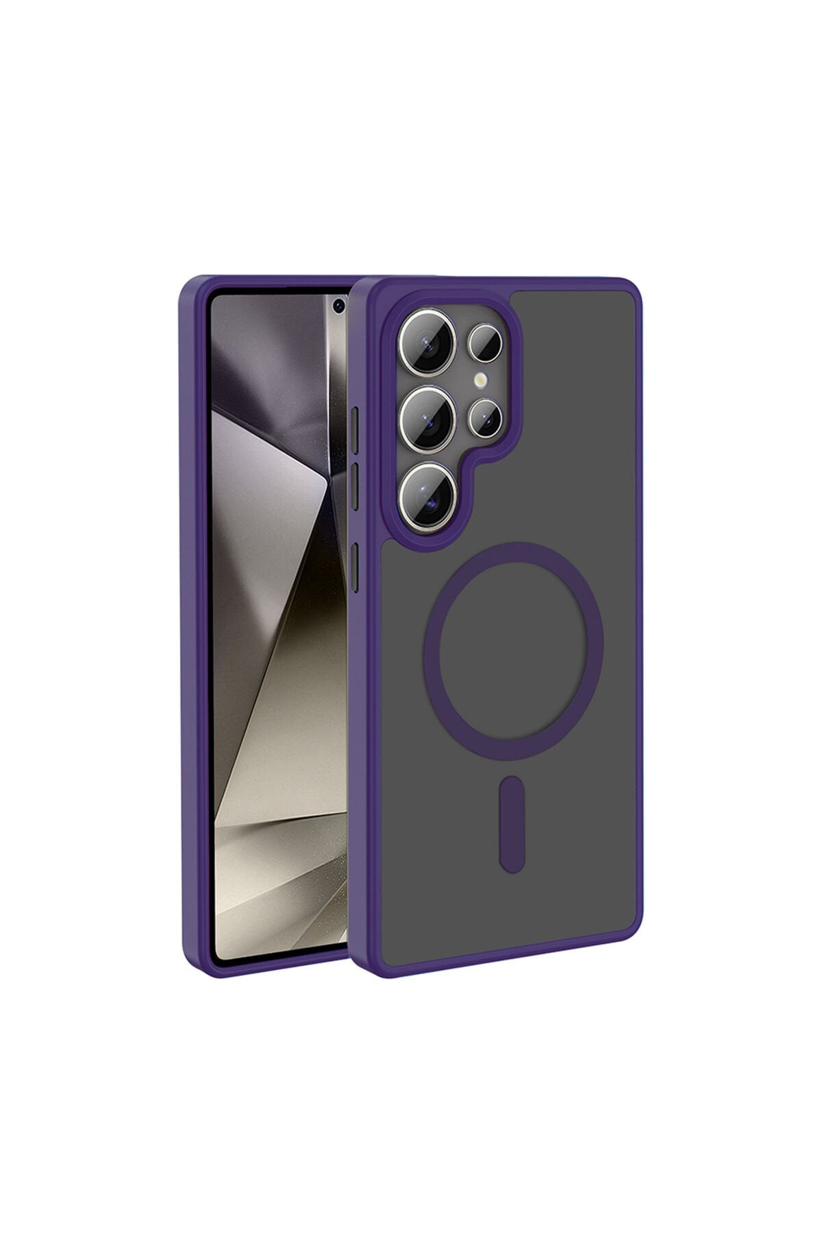 Galaxy S25 Ultra Kılıf M-safe Şarj Özellikli Mat Arka Yüzey SHRP Sio Kapak - Derin Mor Derin Mor