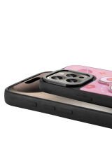 iPhone 15 Pro Max Kılıf Parlayan Kabartmalı İkonik Figürlü BSAY Amas Silikon Kapak - Mor Beyaz