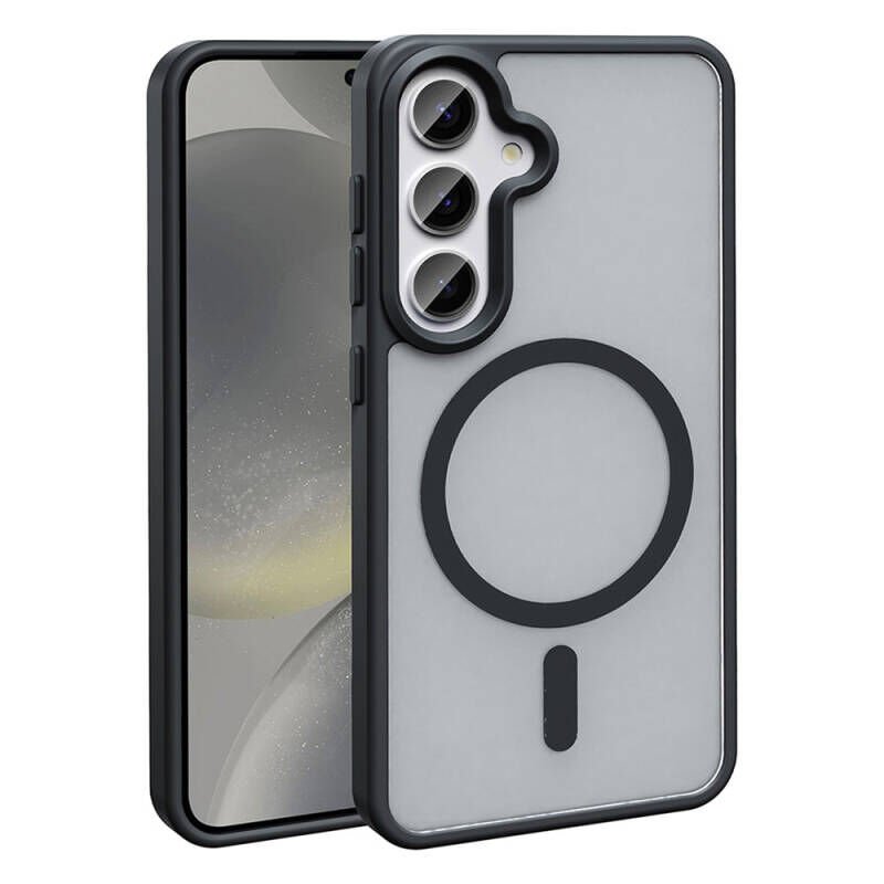 Galaxy S24 Plus Kılıf M-safe Şarj Özellikli Mat Arka Yüzey Zore Sio Kılıf Siyah