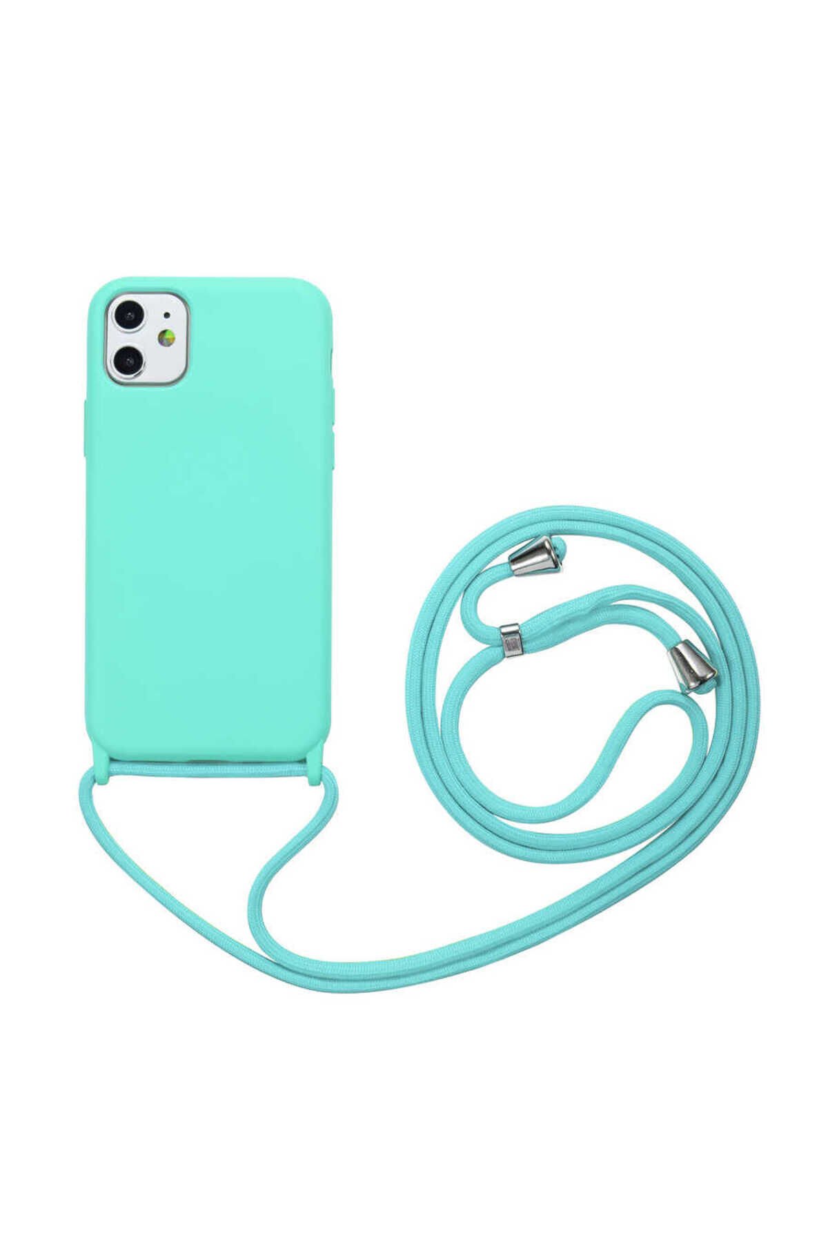 iPhone 11 Uyumlu BSAY Ropi Kılıf-Pembe Açık Turkuaz