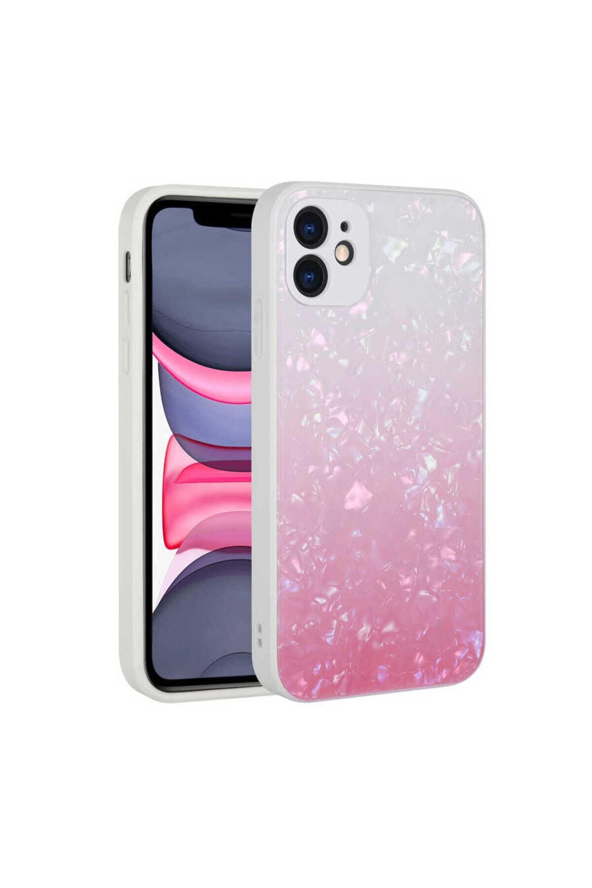 iPhone 11 Uyumlu Renk Geçişli Mermer Desenli Sert Silikon GZST Granit Kılıf-NO1 No1