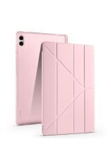 Galaxy Tab S11 Ultra Kılıf BSAY Tri Folding Kalem Bölmeli Standlı Kılıf - Rose Gold Lacivert