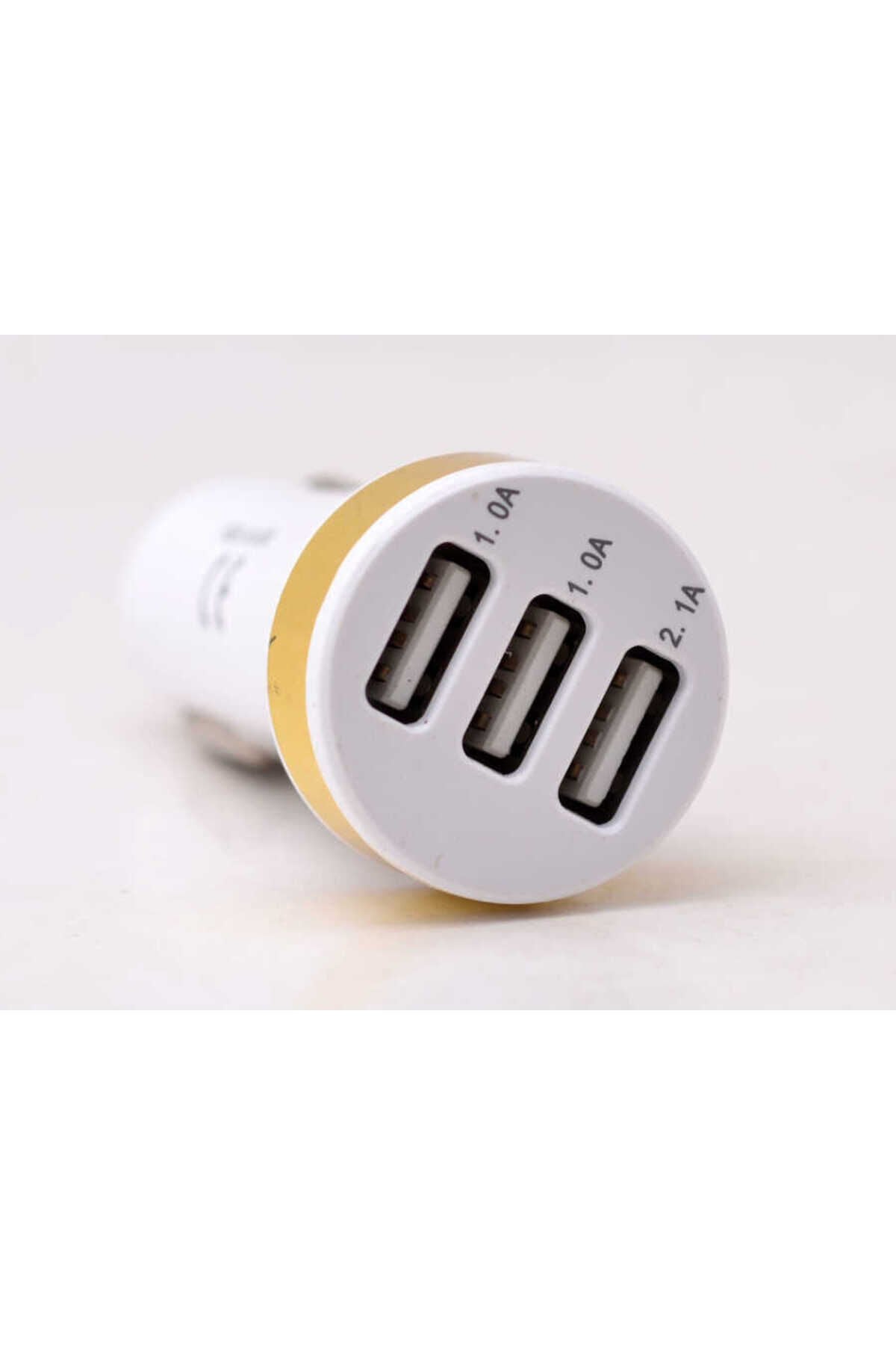 BSAY 3 Usb li 2 in 1 Micro Araç Şarj Seti 3000 Mah - Beyaz Beyaz