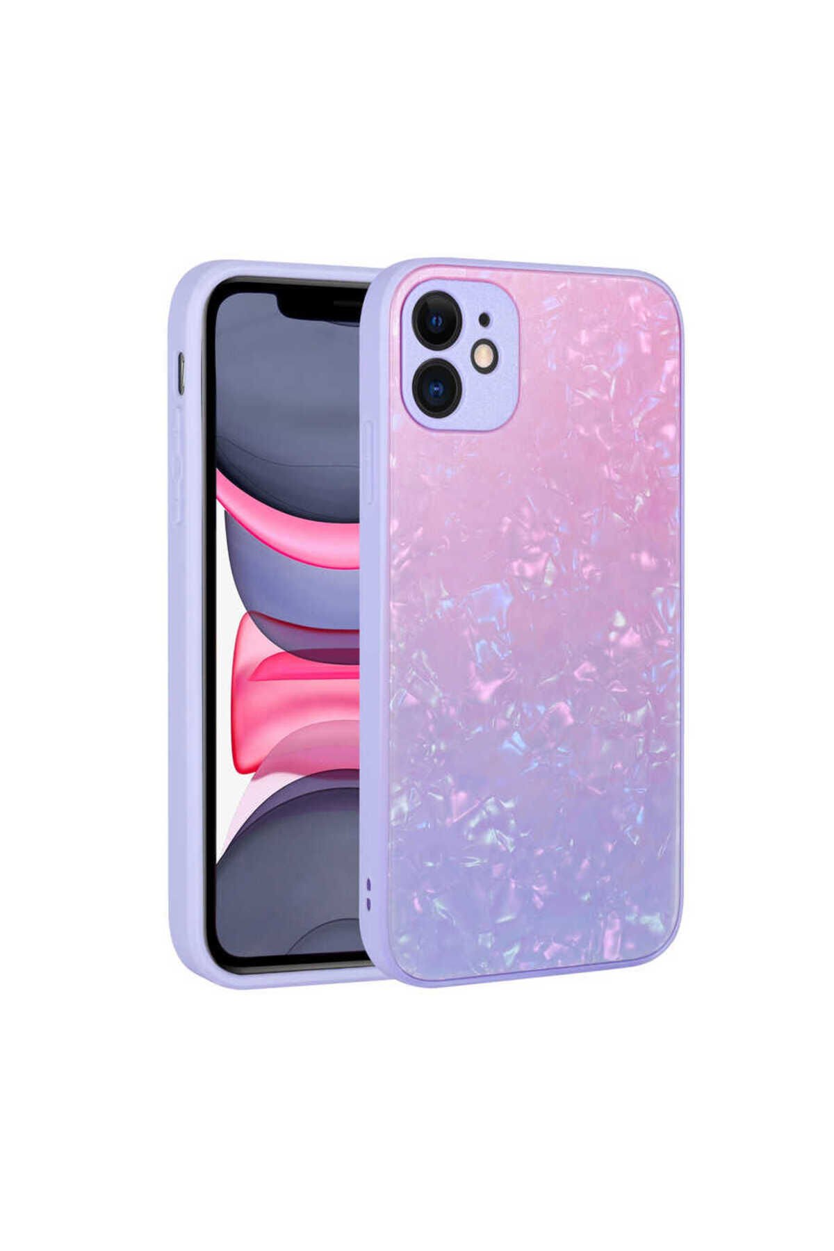 iPhone 11 Uyumlu Renk Geçişli Mermer Desenli Sert Silikon GZST Granit Kılıf-NO1 No3